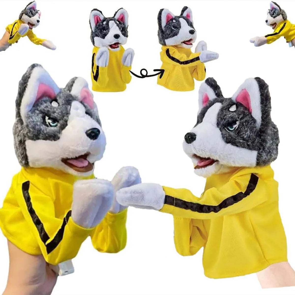 Boxing Interactive Toy Husky Glove Doll Interactive Puppy Plush Toy with Sound Effects Funny Cat Toys for All Cats Dogs and Kids