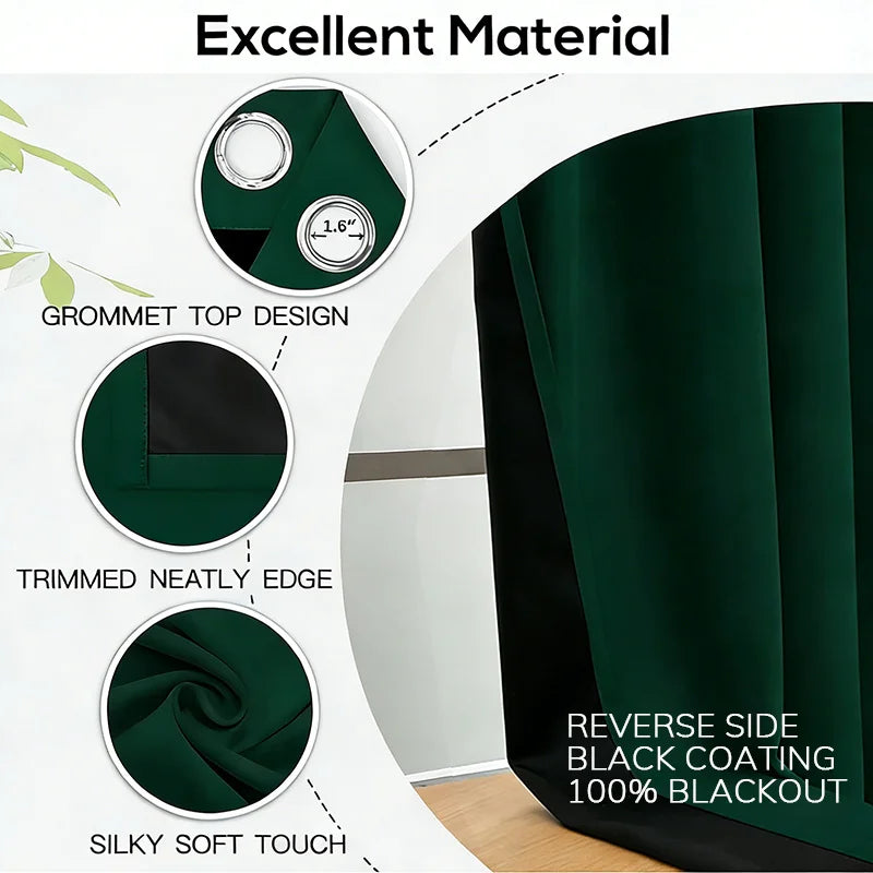 4 Panels 100% Blackout Curtains, Thermal Noise Reduce Privacy Drapes, Modern Home Xmas Decor for Living Room Bedroom Balcony