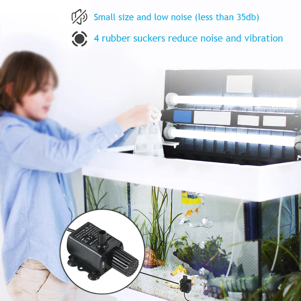 Mini Submersible Brushless Water Pump USB DC5V 300L/H IP68 for Aquarium Fountain Car Cooling Computer Water Circulation System