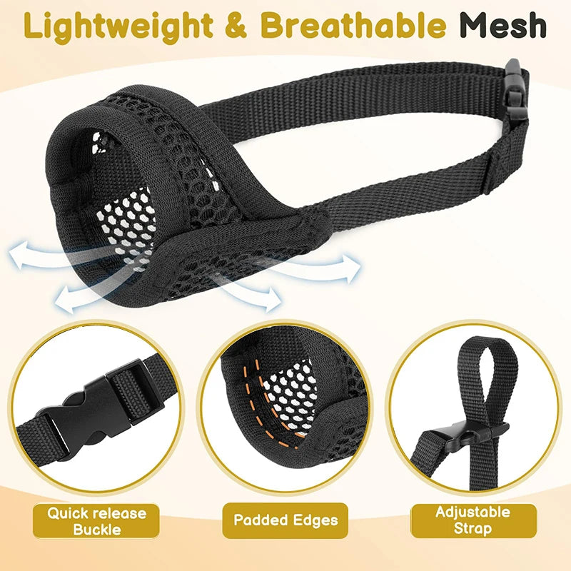 1PC Mesh Muzzle For Short Snout And Small Medium Dogs Anti-Biting, Focus On Brachycephalic Dogs Like Chihuahua Pomeranian