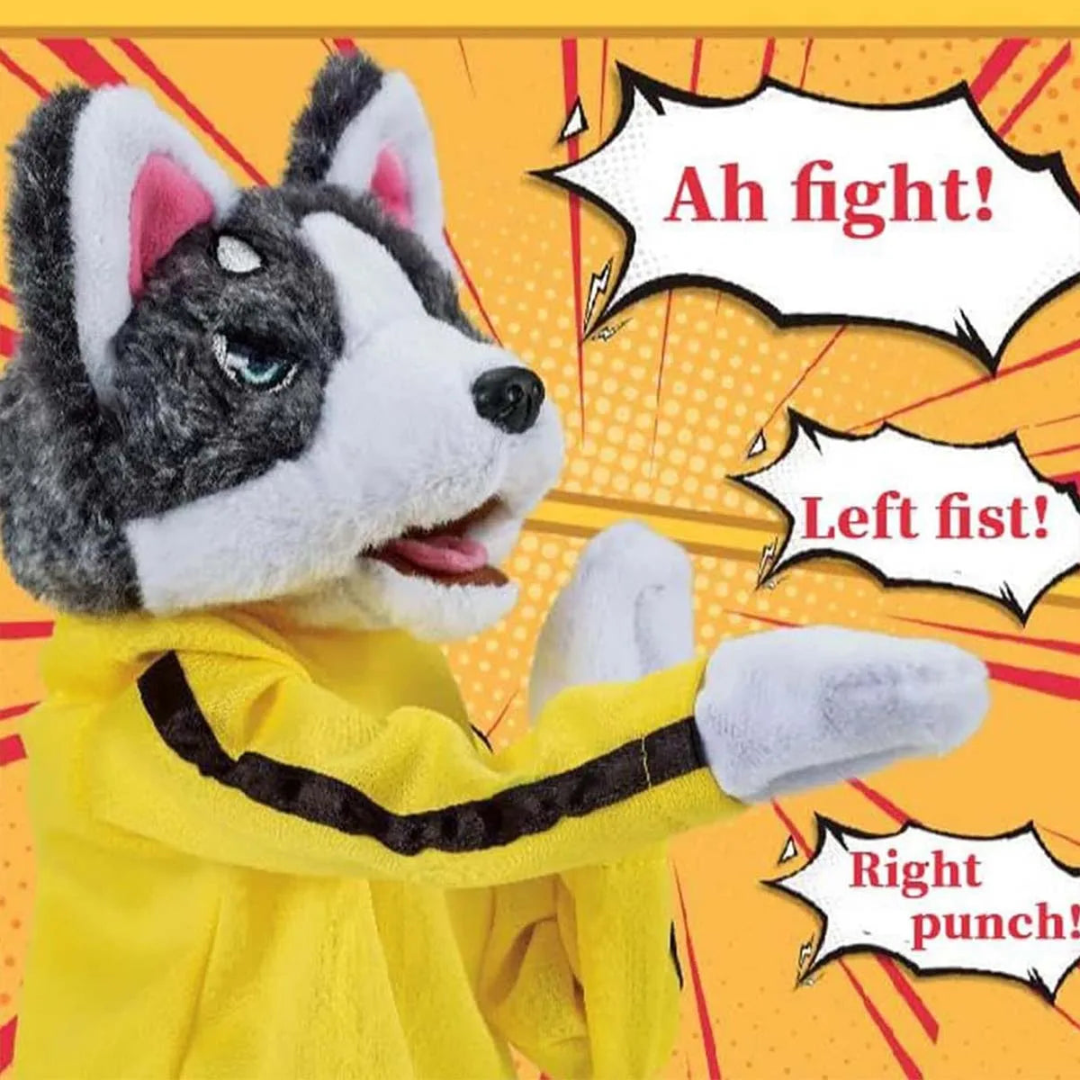 Boxing Interactive Toy Husky Glove Doll Interactive Puppy Plush Toy with Sound Effects Funny Cat Toys for All Cats Dogs and Kids