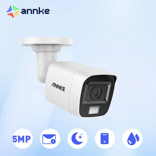 ANNKE 5MP Smart Light Video Surveillance Cameras 5MP Bullet Cameras Audio Recording Outdoor Weatherproof Security Cameras