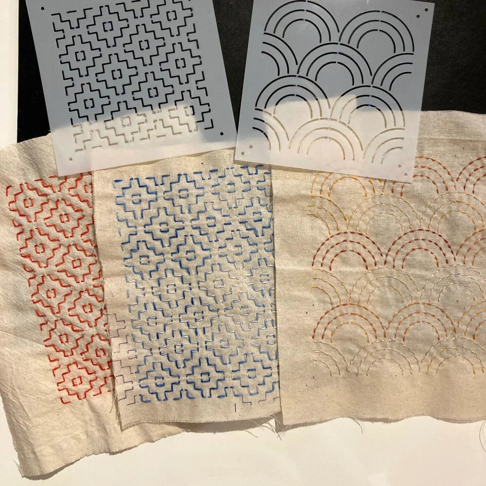 8/9/24/32Pcs Sashiko Embroidery Templates DIY Embroidery Patterns Geometric Line Quilting Template Reusable Sewing Stencils