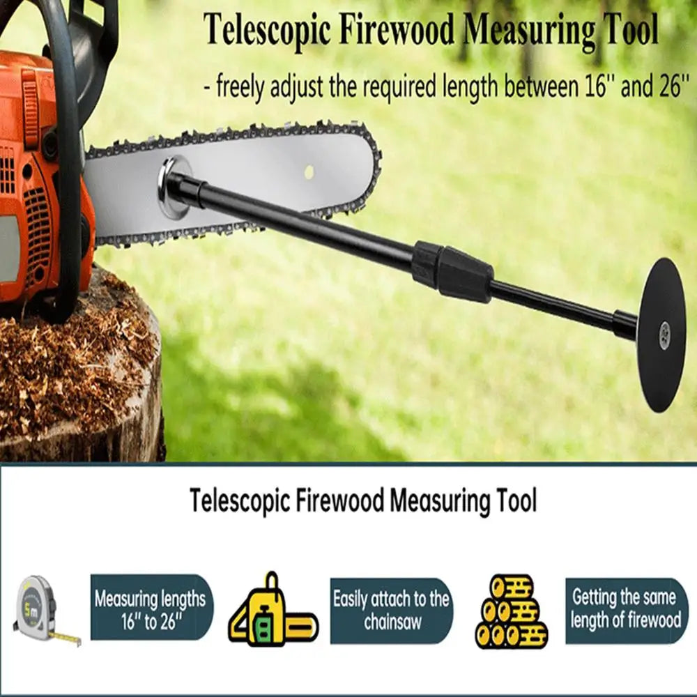 Firewood Measuring Tool Adjustable Magnetic Firewood Measuring Rod with Telescopic Shaft Firewood Gauge Attaches to Chainsaw Bar
