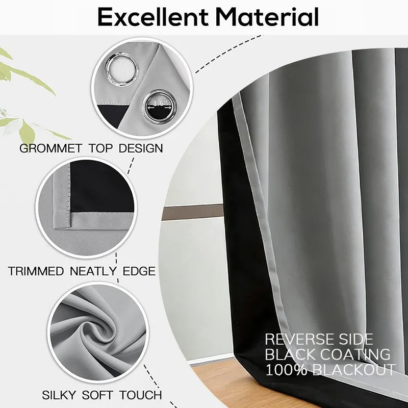 4 Panels 100% Blackout Curtains, Thermal Noise Reduce Privacy Drapes, Modern Home Xmas Decor for Living Room Bedroom Balcony