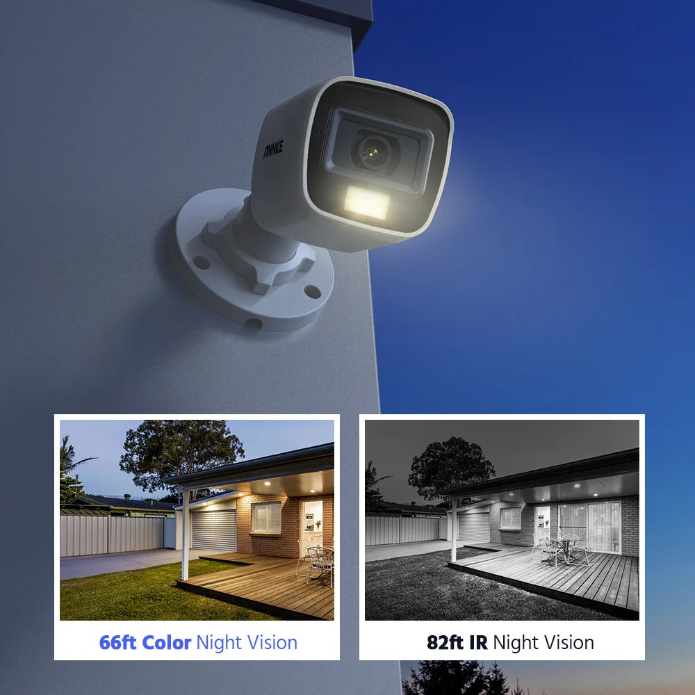 ANNKE 5MP Smart Light Video Surveillance Cameras 5MP Bullet Cameras Audio Recording Outdoor Weatherproof Security Cameras