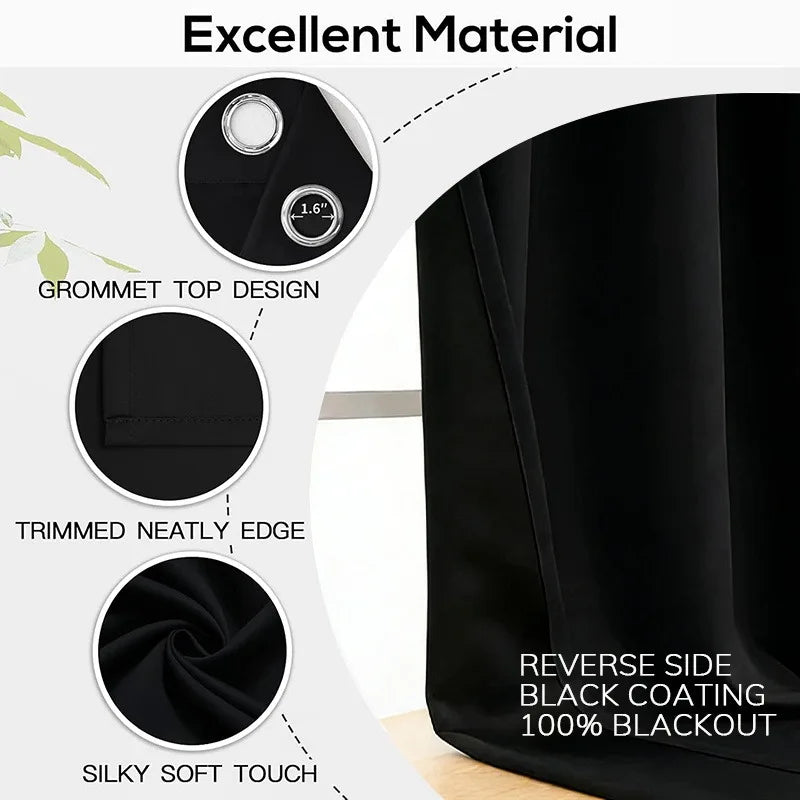 4 Panels 100% Blackout Curtains, Thermal Noise Reduce Privacy Drapes, Modern Home Xmas Decor for Living Room Bedroom Balcony