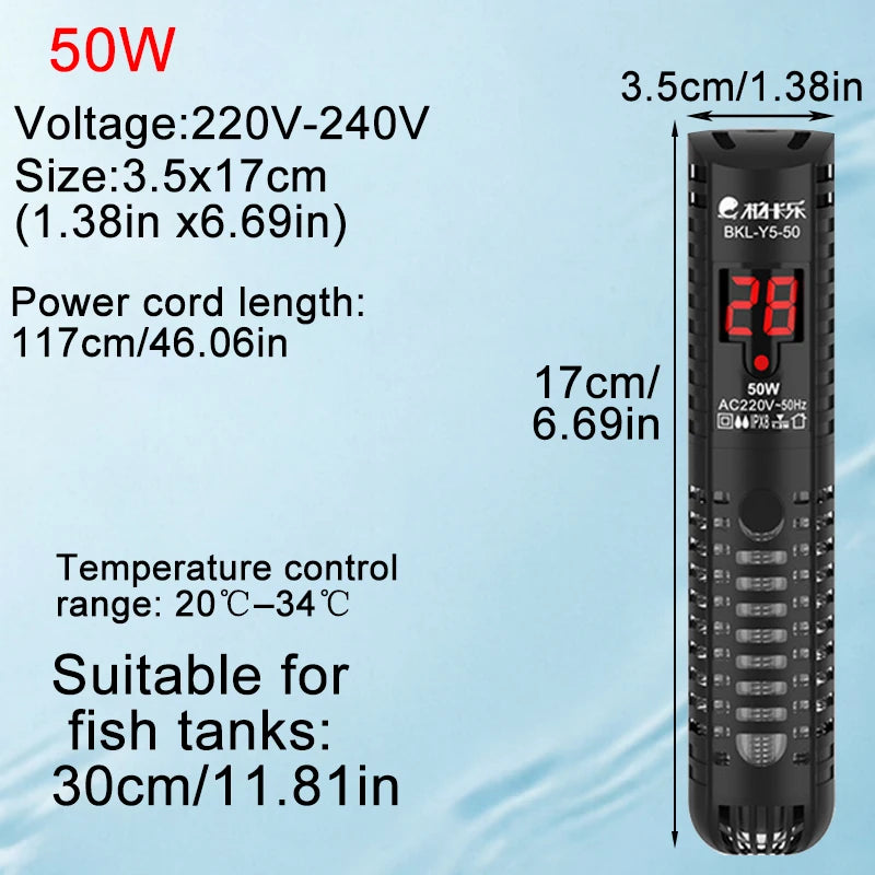 Aquarium Heater, Auto Thermostat Heater, Explosion-Proof Glass Heater, Small Aquarium Digital Display Heater