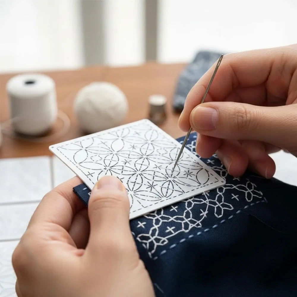 8/9/24/32Pcs Sashiko Embroidery Templates DIY Embroidery Patterns Geometric Line Quilting Template Reusable Sewing Stencils
