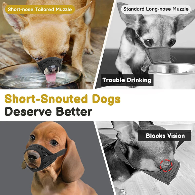 1PC Mesh Muzzle For Short Snout And Small Medium Dogs Anti-Biting, Focus On Brachycephalic Dogs Like Chihuahua Pomeranian