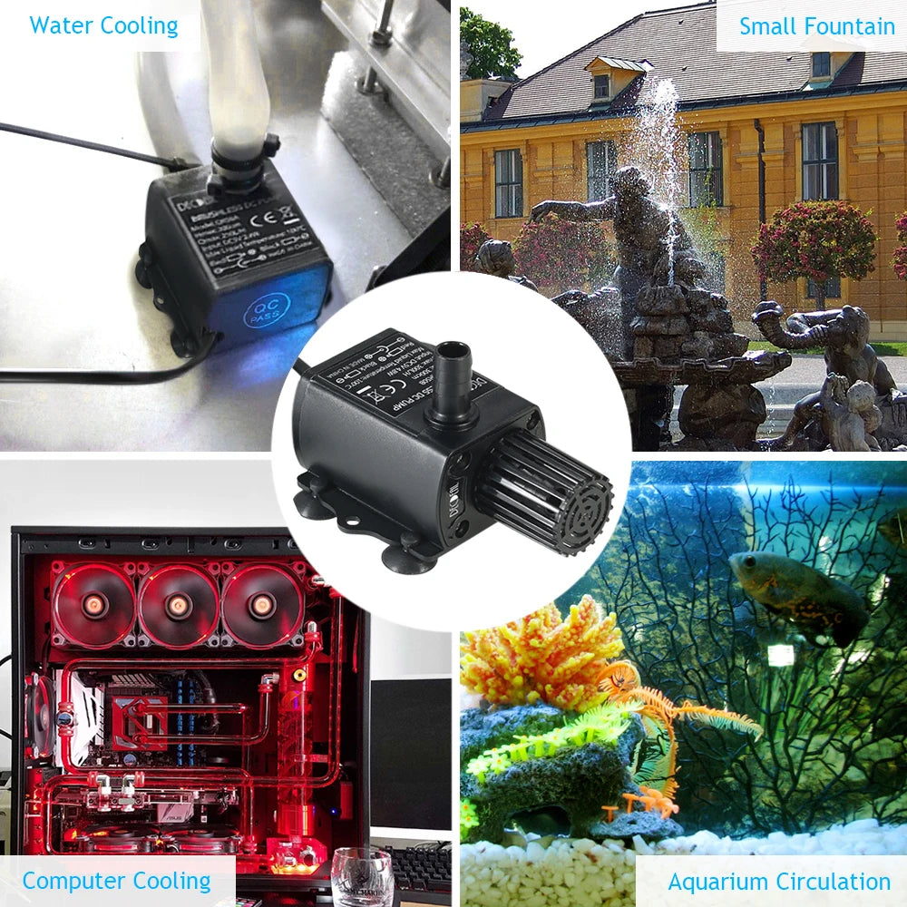 Mini Submersible Brushless Water Pump USB DC5V 300L/H IP68 for Aquarium Fountain Car Cooling Computer Water Circulation System