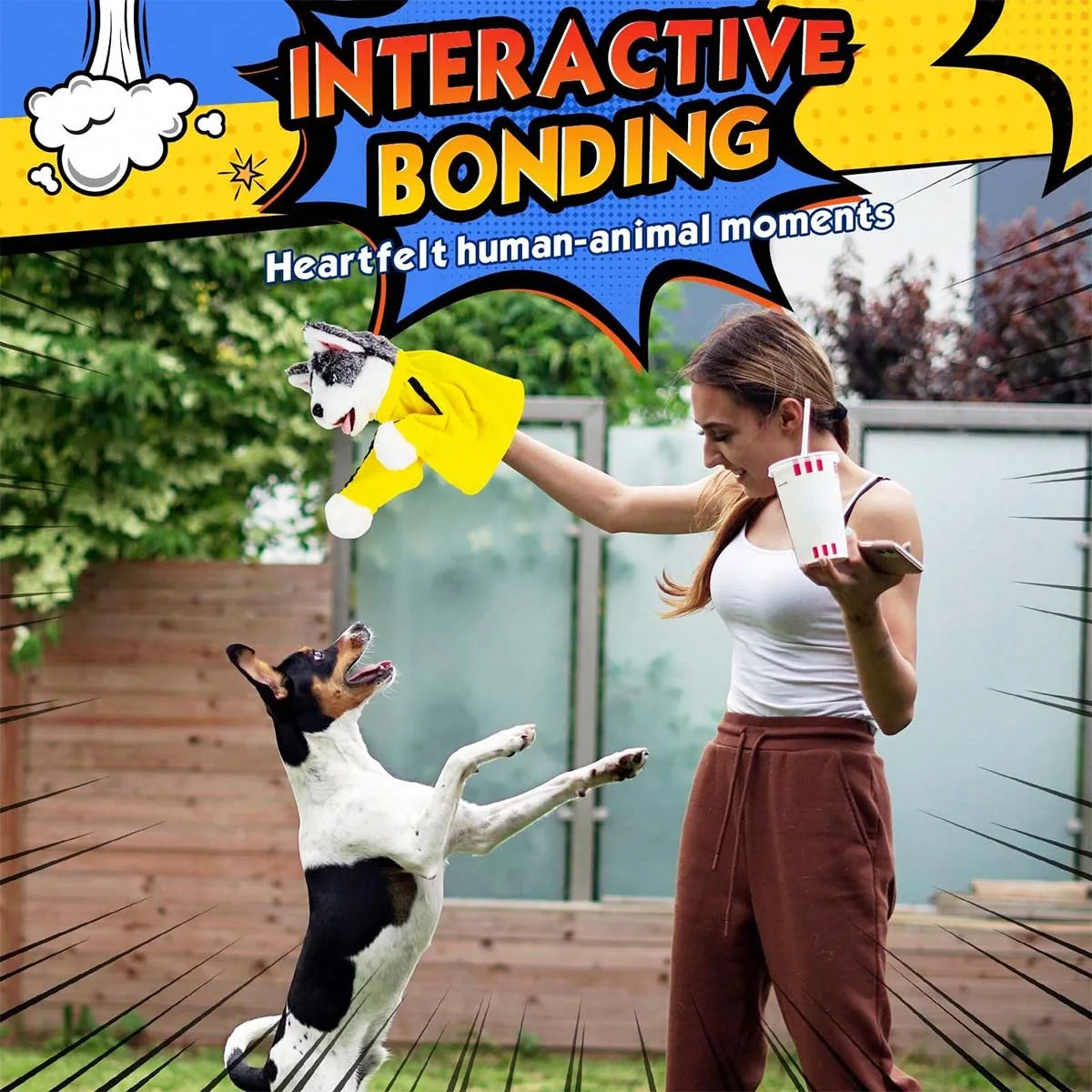 Boxing Interactive Toy Husky Glove Doll Interactive Puppy Plush Toy with Sound Effects Funny Cat Toys for All Cats Dogs and Kids