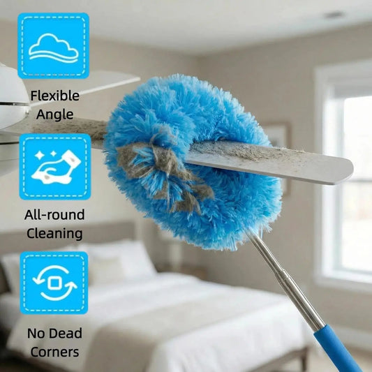 360 Electrostatic Dust Duster Telescopic Flexible Stainless Steel Household Feather Duster Cleaning Tool Microfiber Dust Brush
