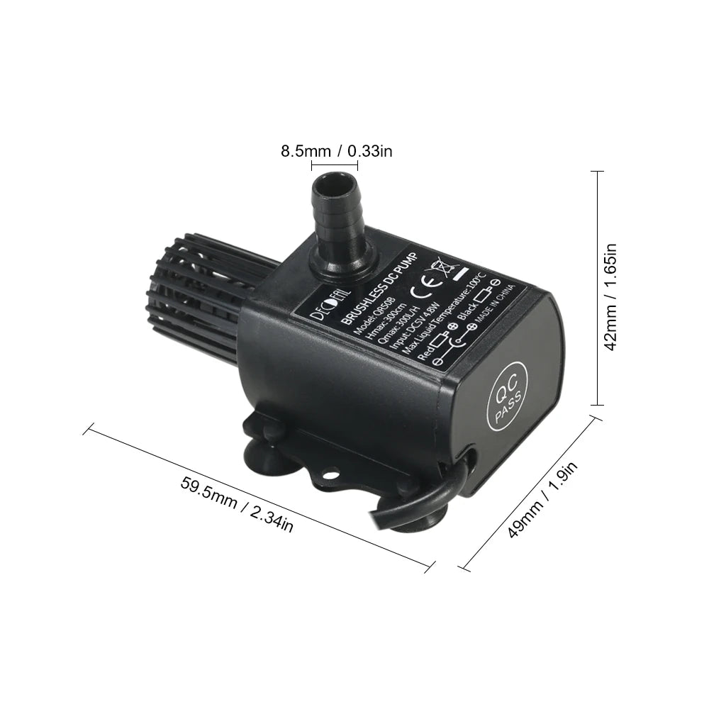 Mini Submersible Brushless Water Pump USB DC5V 300L/H IP68 for Aquarium Fountain Car Cooling Computer Water Circulation System