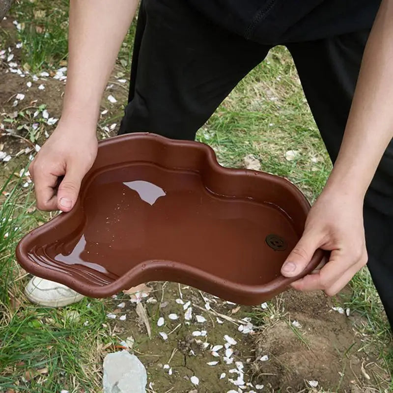Turtle Feeding Dish Reptile Bathing Pool With Ramp And Basking terrace Aquarium Ornament For Turtle, Bearded Dragon ﻿