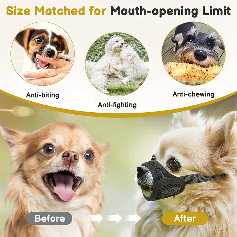1PC Mesh Muzzle For Short Snout And Small Medium Dogs Anti-Biting, Focus On Brachycephalic Dogs Like Chihuahua Pomeranian