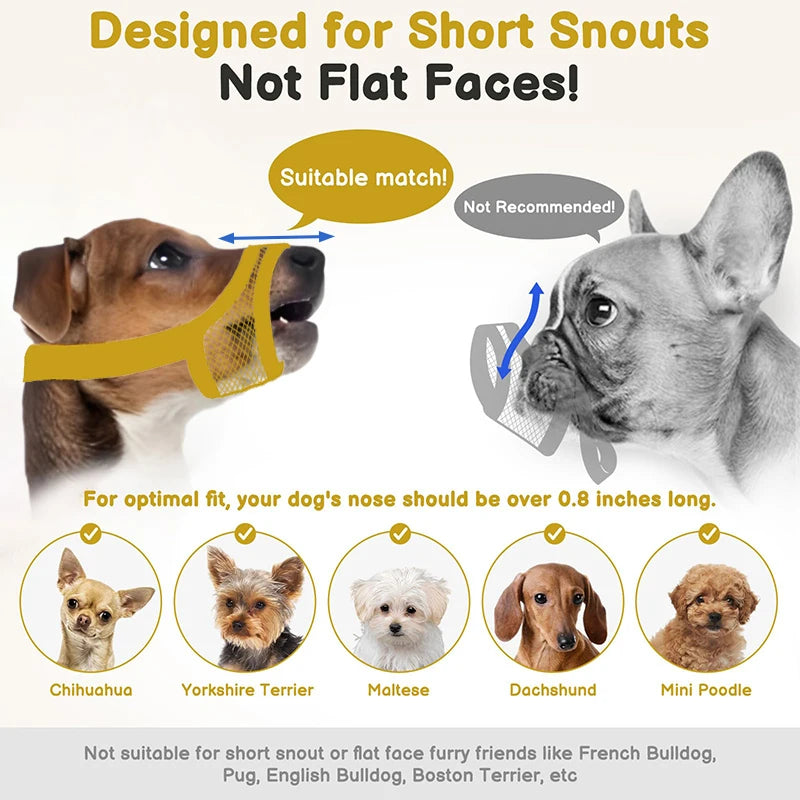 1PC Mesh Muzzle For Short Snout And Small Medium Dogs Anti-Biting, Focus On Brachycephalic Dogs Like Chihuahua Pomeranian