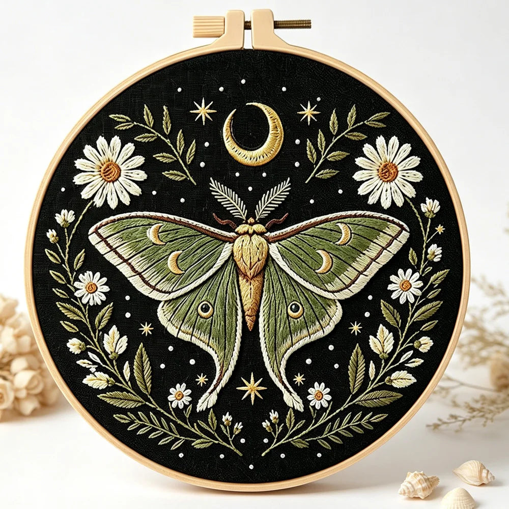 Dragonfly Butterfly Bee Insect with Flower Embroidery Kit with EN Instructions,Thread,Stamped Cloth with Pattern for DIY Gift