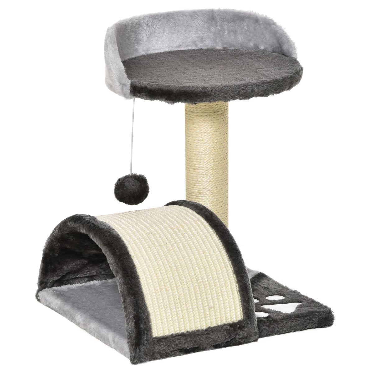 PawHut tree cat scraper 2 tiered with Post Beige scratch board