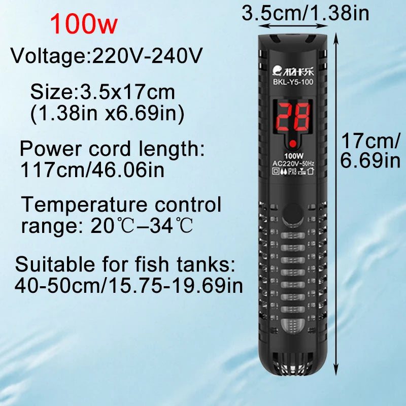 Aquarium Heater, Auto Thermostat Heater, Explosion-Proof Glass Heater, Small Aquarium Digital Display Heater