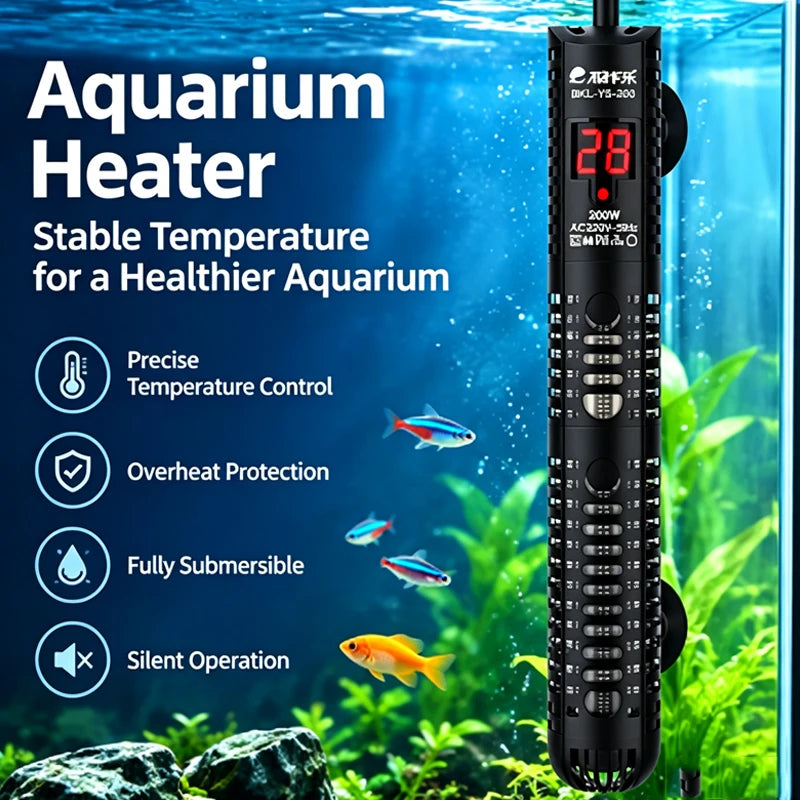 Aquarium Heater, Auto Thermostat Heater, Explosion-Proof Glass Heater, Small Aquarium Digital Display Heater