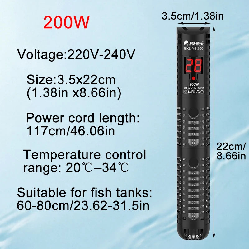 Aquarium Heater, Auto Thermostat Heater, Explosion-Proof Glass Heater, Small Aquarium Digital Display Heater