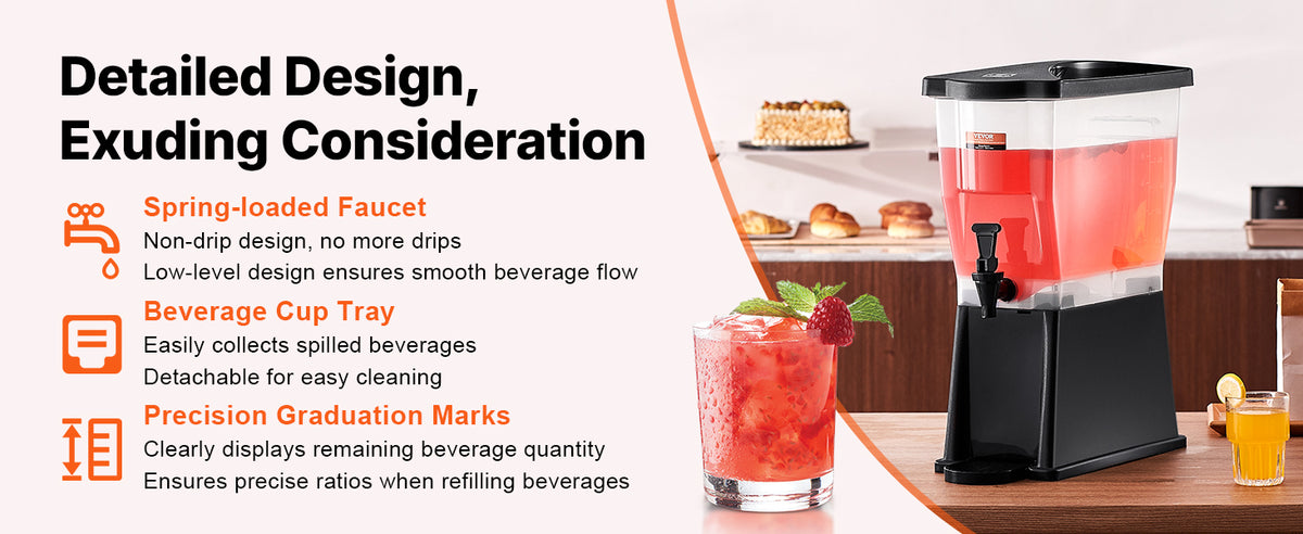 SucceBuy Beverage Dispenser 3 Gallon Drink Dispenser for Parties Plastic Juice Dispenser w/ Stand Spigot Lid Iced Tea Dispenser